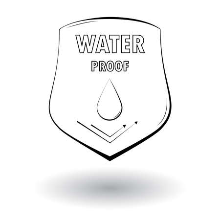 Waterproof cloth material protection emblem badge. shield with droplet. Vector illustrationのイラスト素材