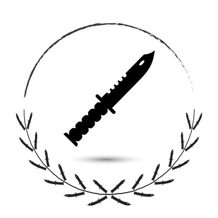 hunter knife icon in wreath made of knives. cyber sport csgo award concept. Vector illustrationのイラスト素材