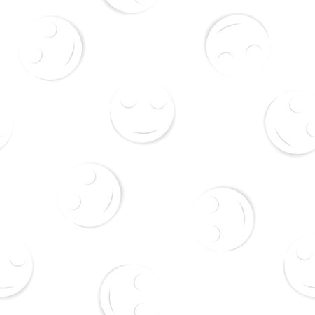 white seamless pattern wallpaper for bedroom. sleepy face icon emoji. simple paper cut style Vector illustrationのイラスト素材