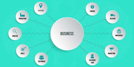 business processes structure concept chart with different icons set. Vector illustrationのイラスト素材
