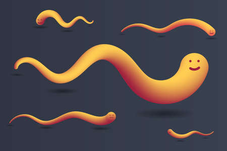 children abstract background wallpaper with funny worms smiling. Vector illustrationのイラスト素材