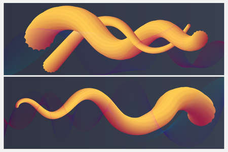 abstract 3d wave form banner background wallpaper. liquid modern style shapes. illustrationの写真素材