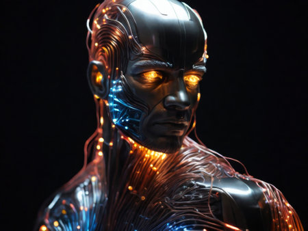 cyborg men made from fiber optics. robot, artificial intelligence conceptの素材