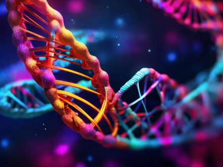 colorful DNA molecule concept. 3d illustrationの素材