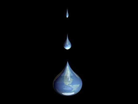 A drop of water on a black backgroundの写真素材