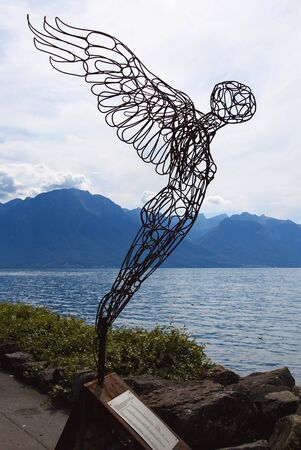 Modern art on the shores of Lake Geneva.のeditorial素材