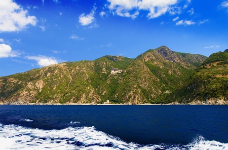 Cruise around the Agion peninsula oros.の写真素材