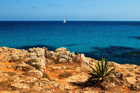 Cala Morlanda on the island of Mallorca in the Balearic archipelago in the Mediterranean Sea.の写真素材