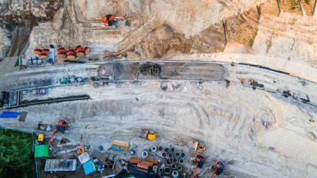 Aerial detailed view of a civil construction siteの写真素材