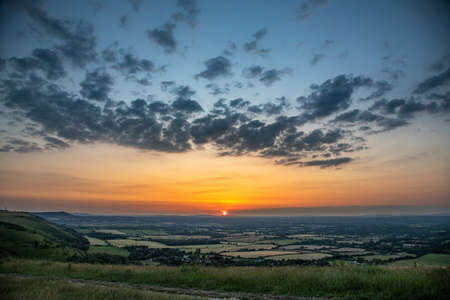 Sunset on a hillの写真素材