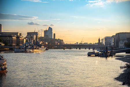 Sunset on a river Thames with beautiful evening sun colours.