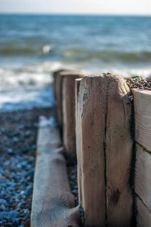Evening on a cold beach, Worthing, West Sussex, UK.の写真素材
