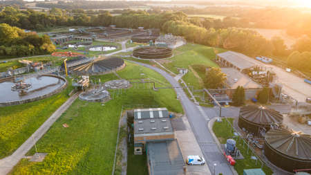 Water and sewage treatment station by the Horsham, West Sussex, UK.の写真素材