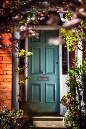 Front door of a house close to center in Brighton, East Sussex, UK