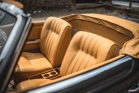 Newly made leather seats in a classic car