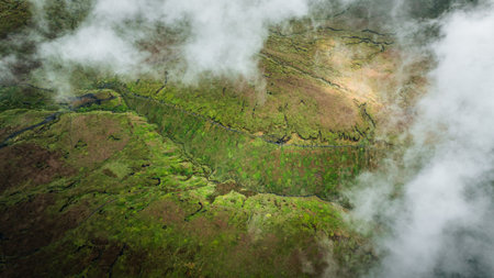 Aerial drone view of the hills and fields of Yorkshire, UKの写真素材