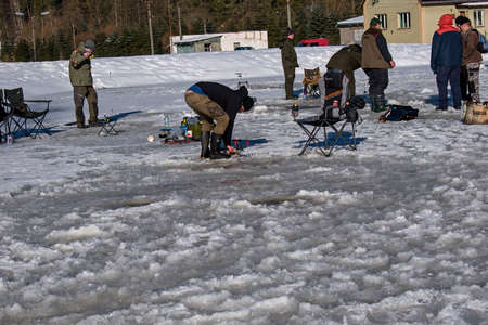 Winter hunting in the holes of BeÄov nad teplouの写真素材