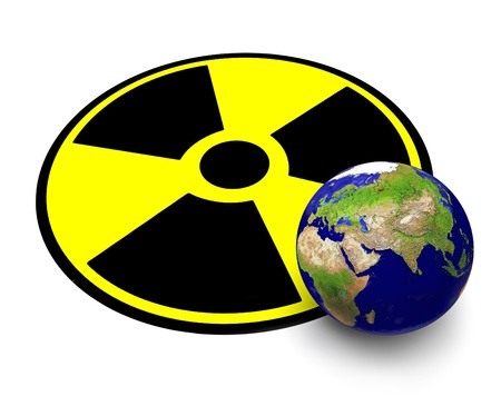 The planet Earth and sign of radiation 