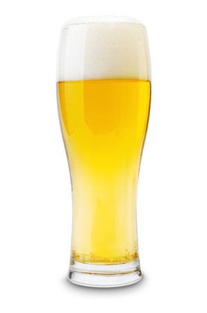 Isolated glass of beer with shadow.の写真素材