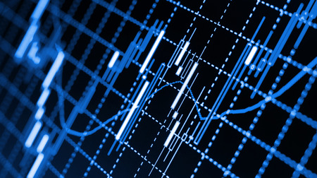 Forex market charts on computer displayの写真素材