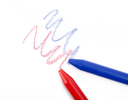 Painting of color crayons on white paperの写真素材
