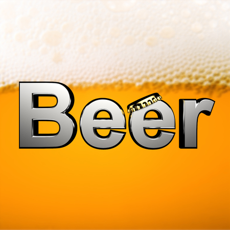 Letter beer and gold crown cap illustrationの写真素材