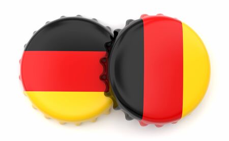 German crown beer caps on a white backgroundの写真素材