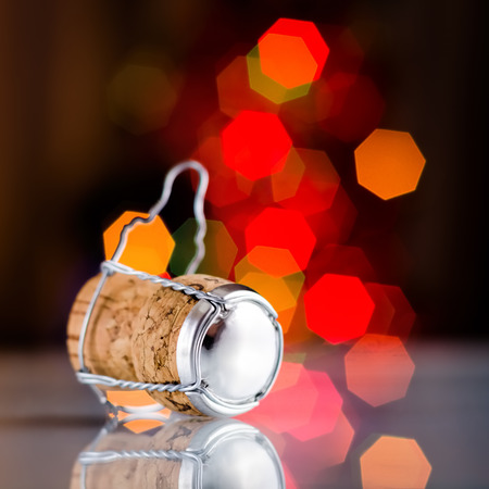 Champagne wine cork on a abstract blur backgroundの写真素材