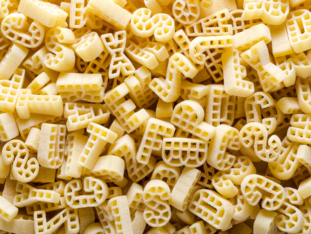 Close up of pasta letters.Food backgroundの写真素材