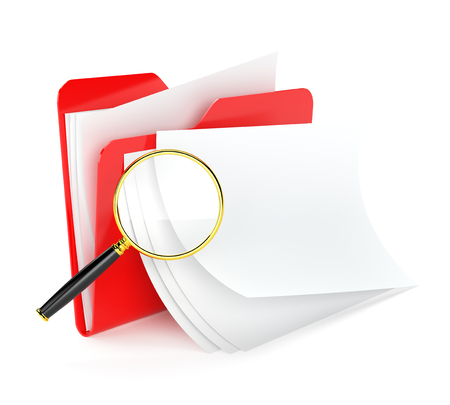 Searching a files in folder isolated on whiteの写真素材