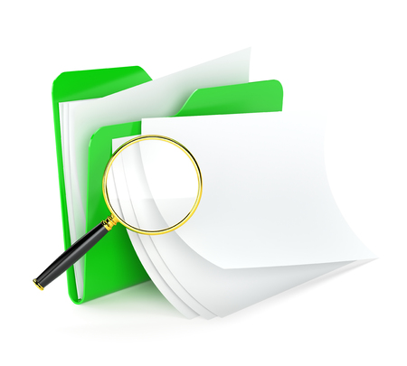 Searching a files in folder isolated on whiteの写真素材