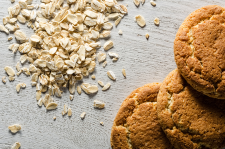 Oat cookies with oat flakes breakfastの写真素材