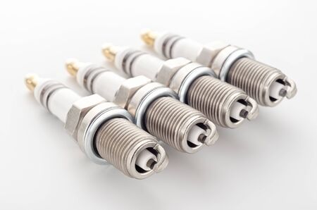 Engine spark plugs on a whiteの写真素材
