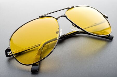 Protection sunglasses with yellow polarized lensの写真素材