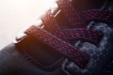 Lace of running shoes closeup.の写真素材