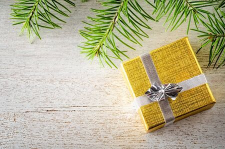 Christmas  photo with gift boxの写真素材