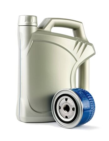 Isolated canister of engine motor oil and filterの写真素材