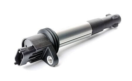 Motor ignition coil on whiteの写真素材