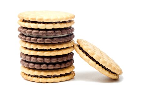 Cookies with filling on a white backgroundの写真素材