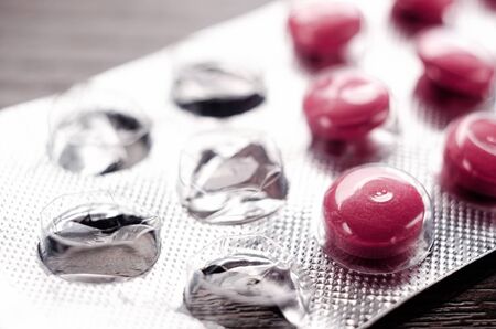 Drug pills in open blister close-upの写真素材