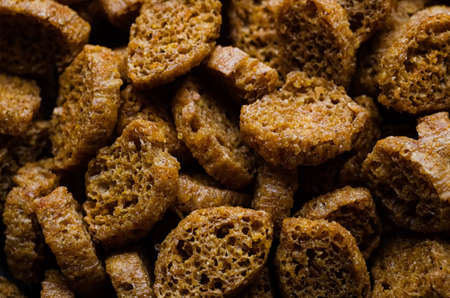 Crackers or rusks made from rye bread in close-up