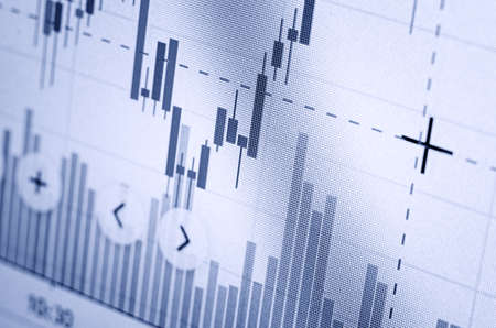 Currency exchange rate for stock exchange on computer monitorの写真素材
