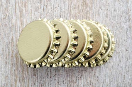 Crown corks of beer bottle close-upの写真素材