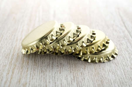 Crown corks of beer bottle close-upの写真素材