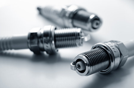 Automotive spare parts spark plugs close-upの写真素材