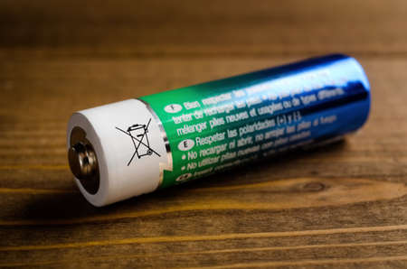AA Battery with Garbage  closeupの写真素材