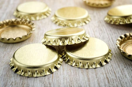 Crown corks of beer bottle close-upの写真素材