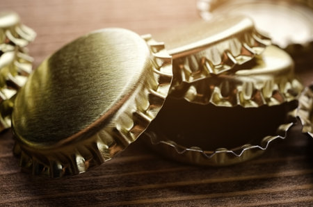 Crown corks of beer bottle close-upの写真素材