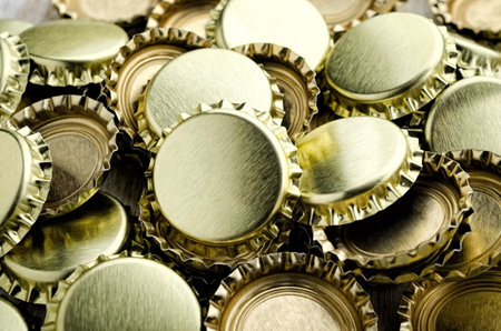 Crown corks of beer bottle close-upの写真素材
