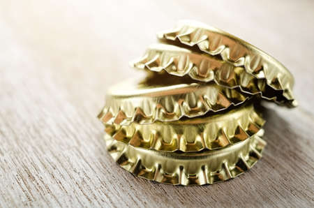 Crown corks of beer bottle close-upの写真素材